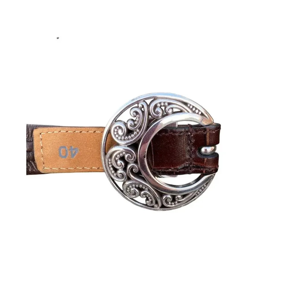 Brighton Brown Leather Stretchy Belt - Size 40